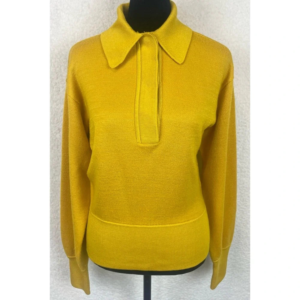 ISABEL MARANT • Yellow Heron Polo Neck Wool-Blend Long Sleeve Sweater, 4 - Picture 7 of 16